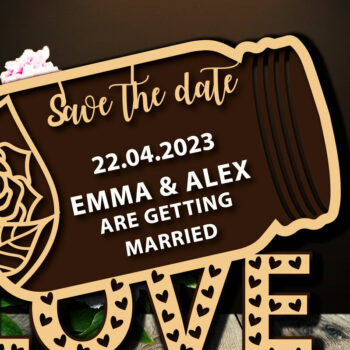 Intra απο ξύλο plywood 3mm-4mm πάχος – Ξύλινο βάζο αγάπης Save the Date Plaque Δίασταση  20x20 cm INTRAFABR-68445483 - Image 2