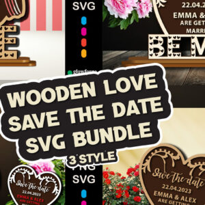 Intra απο ξύλο plywood 3mm-4mm πάχος – Ξύλινο Πακέτο με Πλακέτα Love Save the Date Δίασταση  20x20 cm INTRAFABR-68446296