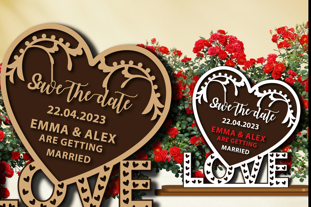 Intra απο ξύλο plywood 3mm-4mm πάχος – Ξύλινη πινακίδα αγάπης Save the Date Δίασταση  20x20 cm INTRAFABR-68445498