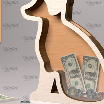 Intra απο ξύλο plywood 3mm-4mm πάχος – Ξύλινη τράπεζα χρημάτων με λέιζερ. Σκύλος Δίασταση  20x20 cm INTRAFABR-91976601 - Image 1