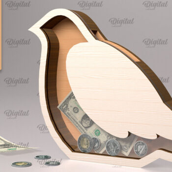 Intra απο ξύλο plywood 3mm-4mm πάχος – Ξύλινη τράπεζα χρημάτων με λέιζερ. Περιστέρι Δίασταση  20x20 cm INTRAFABR-91976707 - Image 1