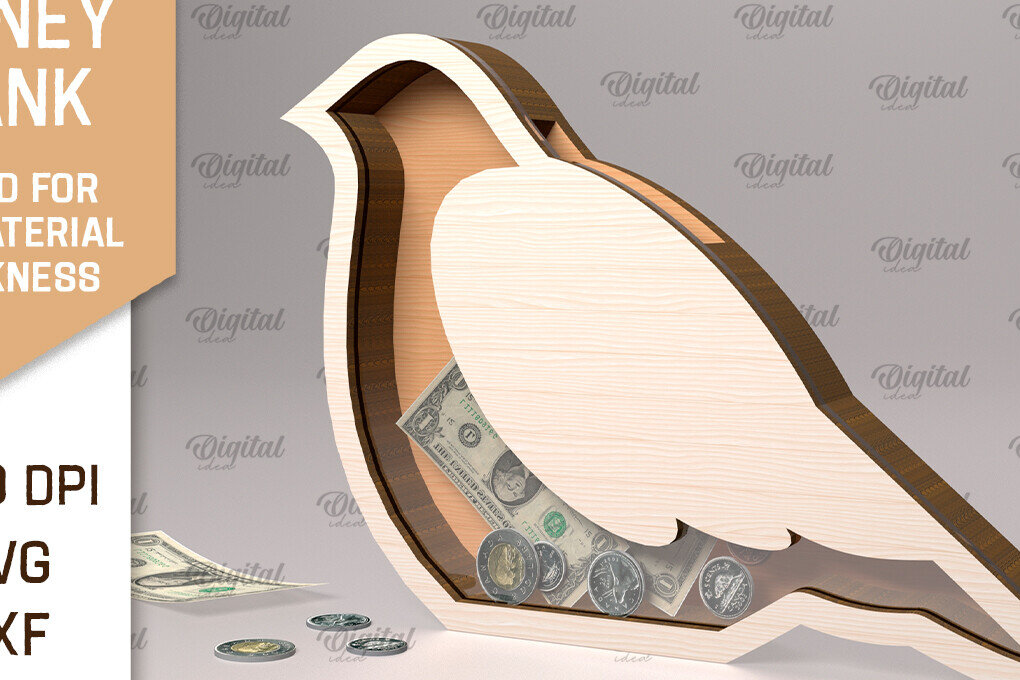 Intra απο ξύλο plywood 3mm-4mm πάχος – Ξύλινη τράπεζα χρημάτων με λέιζερ. Περιστέρι Δίασταση  20x20 cm INTRAFABR-91976707