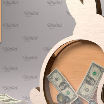 Intra απο ξύλο plywood 3mm-4mm πάχος – Ξύλινη τράπεζα χρημάτων με λέιζερ. Κουνέλι Δίασταση  20x20 cm INTRAFABR-91976403 - Image 1