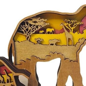 Intra απο ξύλο plywood 3mm-4mm πάχος – Ξύλινα Χριστούγεννα μητέρας και μωρού ελέφαντα Δίασταση  20x20 cm INTRAFABR-51267263 - Image 5