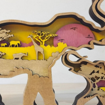 Intra απο ξύλο plywood 3mm-4mm πάχος – Ξύλινα Χριστούγεννα μητέρας και μωρού ελέφαντα Δίασταση  20x20 cm INTRAFABR-51267263 - Image 6