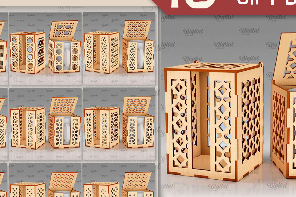 Intra απο ξύλο plywood 3mm-4mm πάχος – Ξύλινα κουτιά δώρου κούπα Πακέτο κοπής με λέιζερ Δίασταση  20x20 cm INTRAFABR-102418718