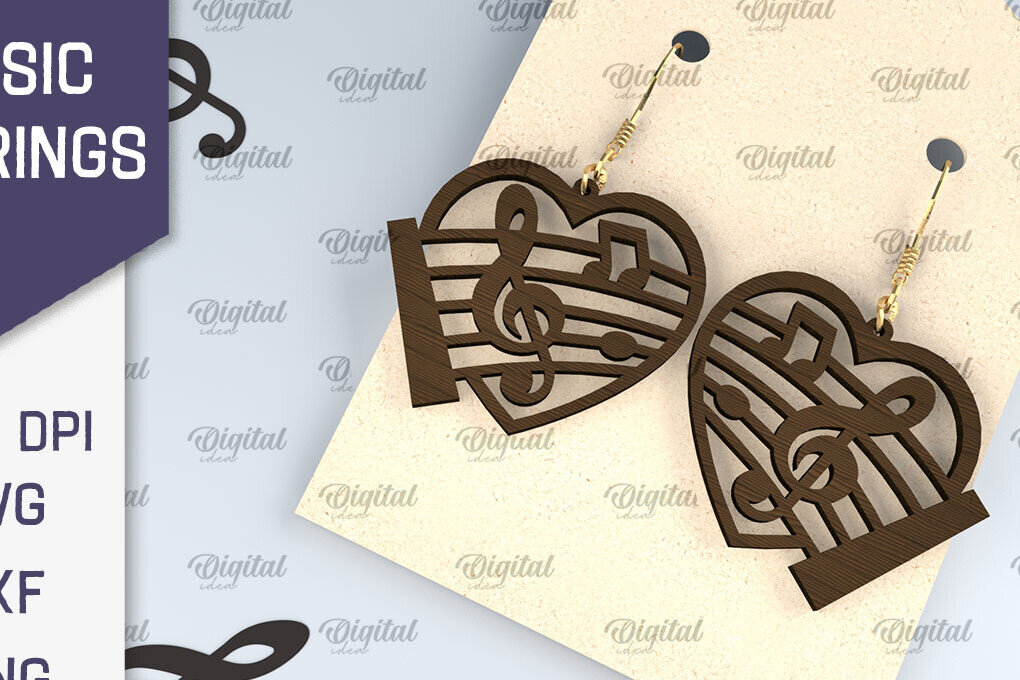 Intra απο ξύλο plywood 3mm-4mm πάχος – Ξύλινα Μουσικά Σκουλαρίκια  κοπής με λέιζερ Δίασταση  5x5 cm INTRAFABR-107830863