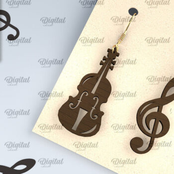 Intra απο ξύλο plywood 3mm-4mm πάχος – Ξύλινα Μουσικά Σκουλαρίκια  κοπής με λέιζερ Δίασταση  5x5 cm INTRAFABR-107830424 - Image 1