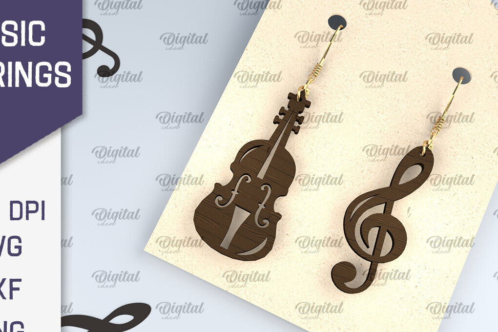 Intra απο ξύλο plywood 3mm-4mm πάχος – Ξύλινα Μουσικά Σκουλαρίκια  κοπής με λέιζερ Δίασταση  5x5 cm INTRAFABR-107830424