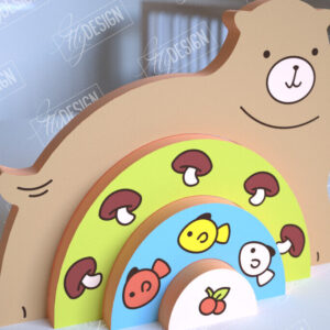 Intra απο ξύλο plywood 3mm-4mm πάχος – Ξύλινη Αρκούδα Φωλιάσματος | Ουράνιο τόξο | Αρχείο CNC Δίασταση  20x20 cm INTRAFABR-101601437