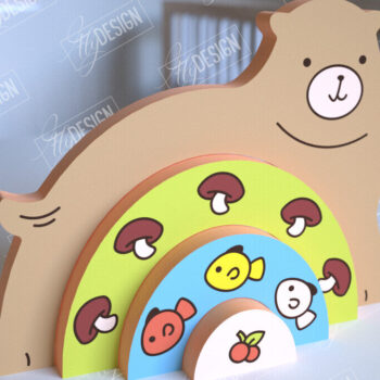 Intra απο ξύλο plywood 3mm-4mm πάχος – Ξύλινη Αρκούδα Φωλιάσματος | Ουράνιο τόξο | Αρχείο CNC Δίασταση  20x20 cm INTRAFABR-101601437 - Image 1