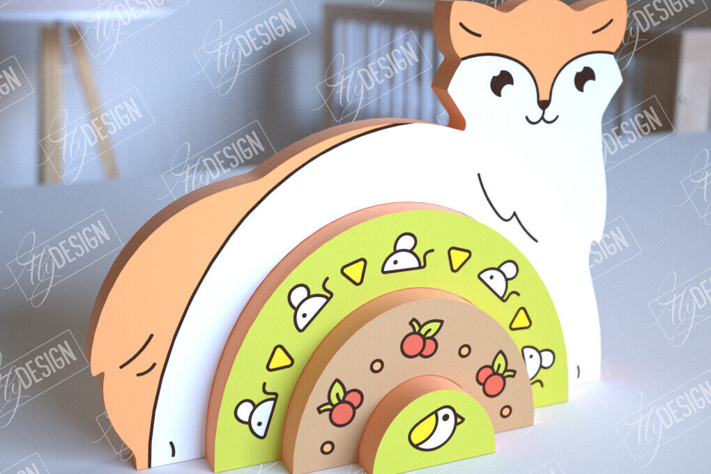 Intra απο ξύλο plywood 3mm-4mm πάχος – Ξύλινη Φωλιά Αλεπού | Ουράνιο τόξο | Αρχείο CNC Δίασταση  20x20 cm INTRAFABR-101601580