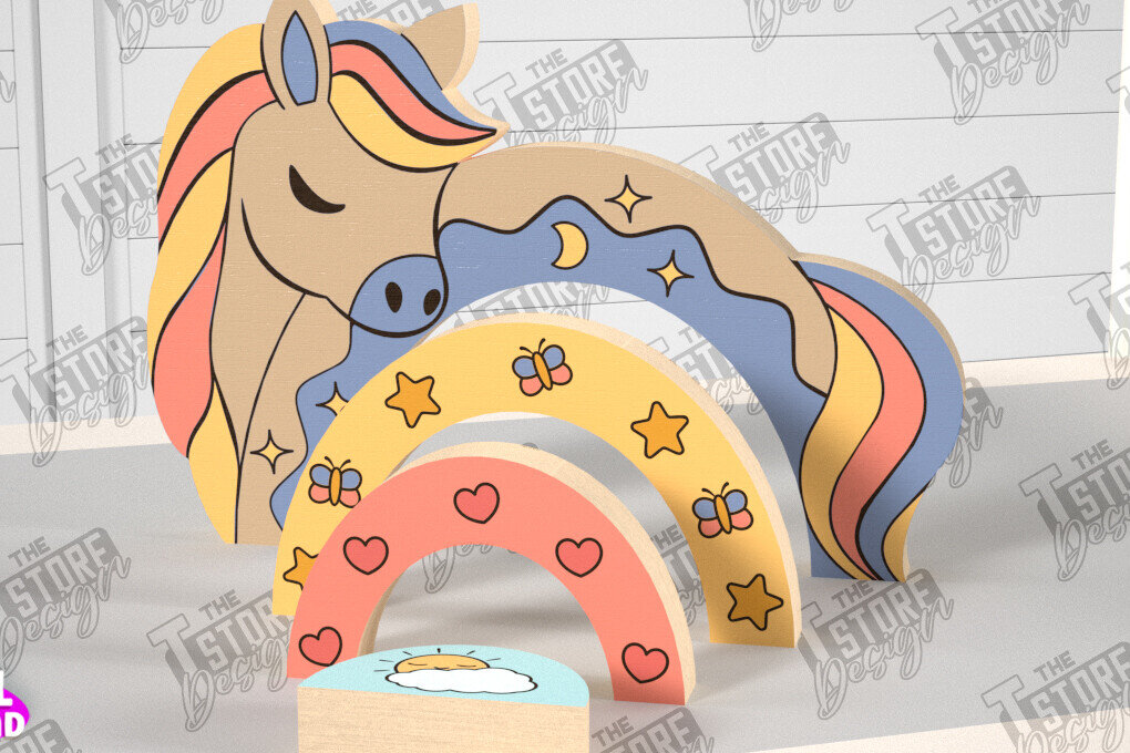 Intra απο ξύλο plywood 3mm-4mm πάχος – Ξύλινο Άλογο Φωλιάσματος | Παιχνίδι μωρού | CNC Δίασταση  20x20 cm INTRAFABR-101169380