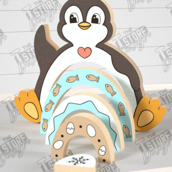 Intra απο ξύλο plywood 3mm-4mm πάχος – Ξύλινος Πιγκουίνος Φωλιάσματος | Παιχνίδι μωρού | CNC Δίασταση  20x20 cm INTRAFABR-101169384 - Image 1