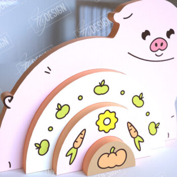 Intra απο ξύλο plywood 3mm-4mm πάχος – Ξύλινος Χοίρος Φωλιάσματος | Ουράνιο τόξο | Αρχείο CNC Δίασταση  20x20 cm INTRAFABR-101601558 - Image 1