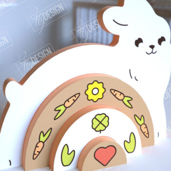 Intra απο ξύλο plywood 3mm-4mm πάχος – Ξύλινο Κουνέλι Φωλιάσματος | Ουράνιο τόξο | CNC Δίασταση  20x20 cm INTRAFABR-101601567 - Image 1