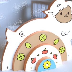 Intra απο ξύλο plywood 3mm-4mm πάχος – Ξύλινα Πρόβατα Φωλιάσματος | Ουράνιο τόξο | CNC Δίασταση  20x20 cm INTRAFABR-101601373