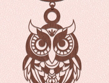 Intra απο ξύλο plywood 3mm-4mm πάχος – Ξύλινο κολιέ κουκουβάγιας κοπής με λέιζερ Δίασταση 20x20 cm INTRAFABR-74932798 - Image 1