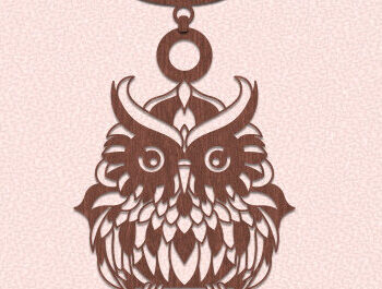 Intra απο ξύλο plywood 3mm-4mm πάχος – Ξύλινο κολιέ κουκουβάγιας κοπής με λέιζερ Δίασταση 20x20 cm INTRAFABR-74932807 - Image 1