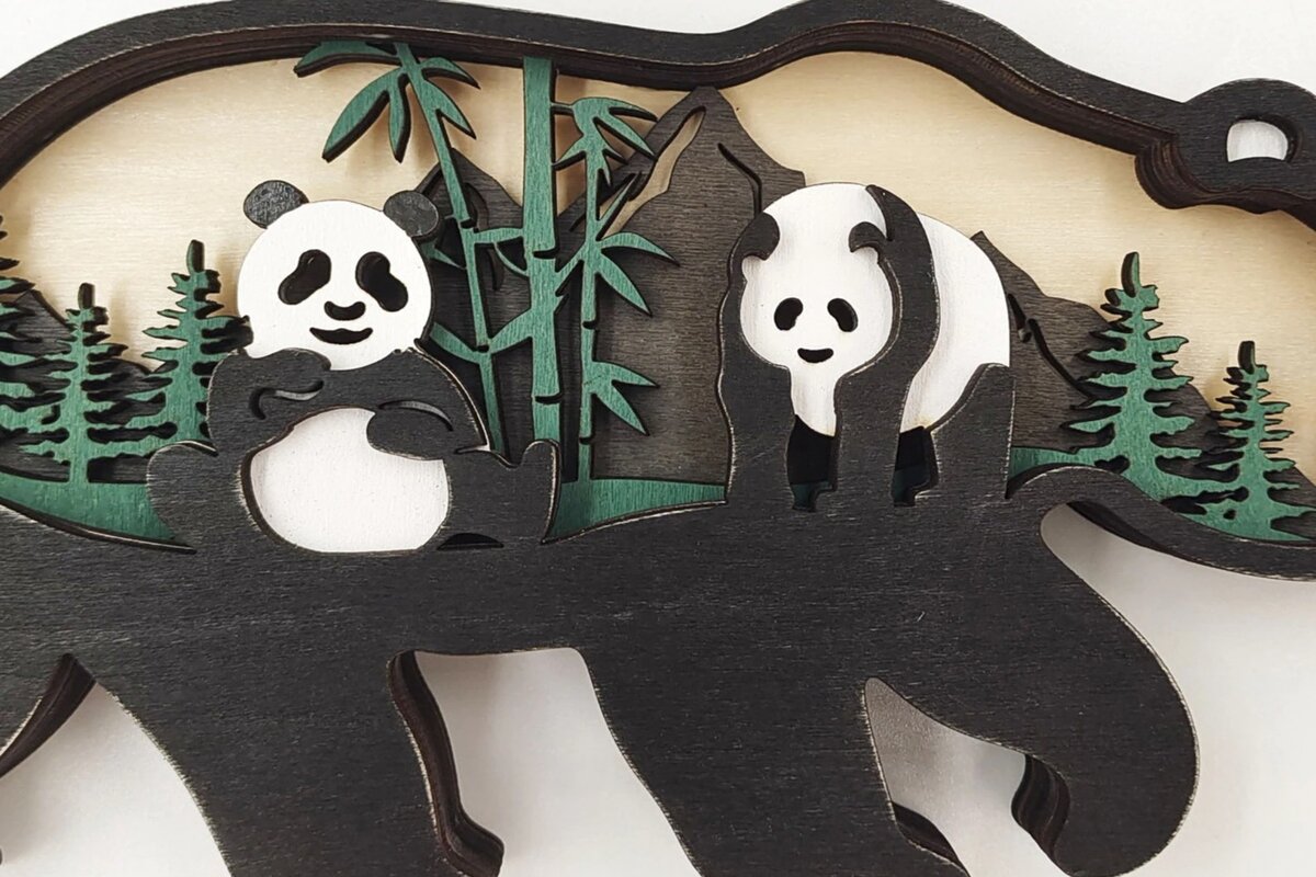 Intra απο ξύλο plywood 3mm-4mm πάχος – Ξύλινες στρώσεις Χριστουγεννιάτικων στολιδιών Panda Δίασταση  20x20 cm INTRAFABR-51452520