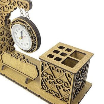 Intra απο ξύλο plywood 3mm-4mm πάχος – Ξύλινη θήκη για στυλό με ρολόι Δίασταση  20x20 cm INTRAFABR-35441298 - Image 1