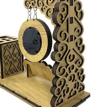 Intra απο ξύλο plywood 3mm-4mm πάχος – Ξύλινη θήκη για στυλό με ρολόι Δίασταση  20x20 cm INTRAFABR-35441298 - Image 2