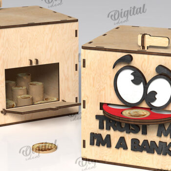 Intra απο ξύλο plywood 3mm-4mm πάχος – Ξύλινος κουμπαράς Κουτί νομισμάτων Δίασταση  20x20 cm INTRAFABR-108895836 - Image 1