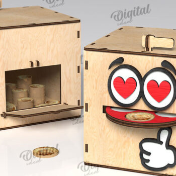 Intra απο ξύλο plywood 3mm-4mm πάχος – Ξύλινος κουμπαράς Κουτί νομισμάτων Δίασταση  20x20 cm INTRAFABR-108895249 - Image 1