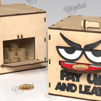 Intra απο ξύλο plywood 3mm-4mm πάχος – Ξύλινος κουμπαράς Κουτί νομισμάτων Δίασταση  20x20 cm INTRAFABR-108895720 - Image 1