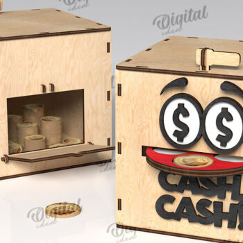 Intra απο ξύλο plywood 3mm-4mm πάχος – Ξύλινος κουμπαράς Κουτί νομισμάτων Δίασταση  20x20 cm INTRAFABR-108895819 - Image 1