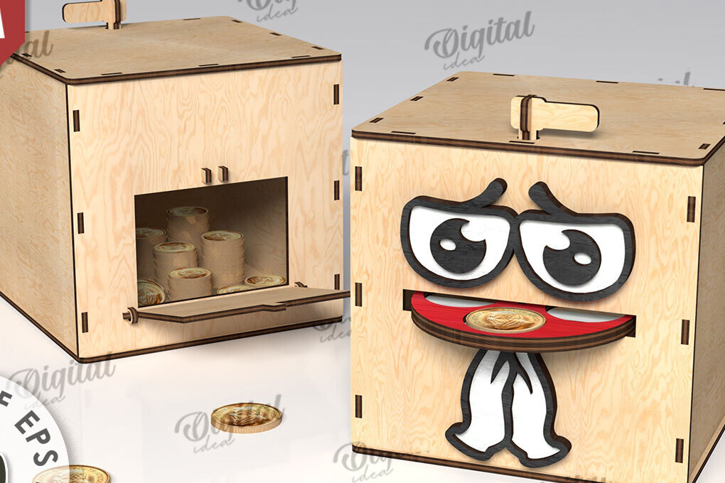 Intra απο ξύλο plywood 3mm-4mm πάχος – Ξύλινος κουμπαράς Κουτί νομισμάτων Δίασταση  20x20 cm INTRAFABR-108895158