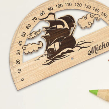 Intra απο ξύλο plywood 3mm-4mm πάχος – Ξύλινο μοιρογνωμόνιο Παιδικό Χάρακα Δίασταση  20x20 cm INTRAFABR-74088014 - Image 1