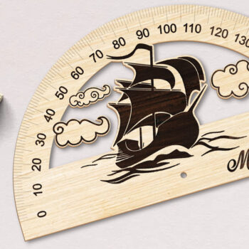 Intra απο ξύλο plywood 3mm-4mm πάχος – Ξύλινο μοιρογνωμόνιο Παιδικό Χάρακα Δίασταση  20x20 cm INTRAFABR-74088014 - Image 2