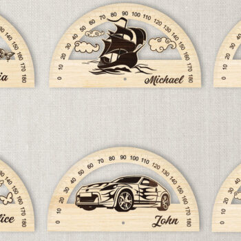 Intra απο ξύλο plywood 3mm-4mm πάχος – Ξύλινο μοιρογνωμόνιο Παιδικό Χάρακα Δίασταση  20x20 cm INTRAFABR-74088014 - Image 3