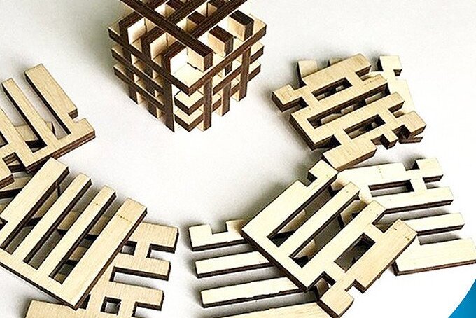 Intra απο ξύλο plywood 3mm-4mm πάχος – Ξύλινος κύβος παζλ Δίασταση  20x20 cm INTRAFABR-35441415