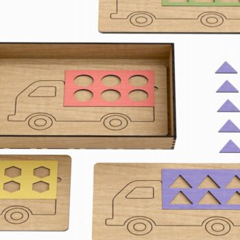 Intra απο ξύλο plywood 3mm-4mm πάχος – Ξύλινα φορτηγά παζλ, σχήματα, χρώματα Δίασταση  20x20 cm INTRAFABR-114210250 - Image 3