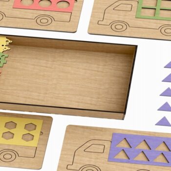 Intra απο ξύλο plywood 3mm-4mm πάχος – Ξύλινα φορτηγά παζλ, σχήματα, χρώματα Δίασταση  20x20 cm INTRAFABR-114210250 - Image 5