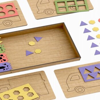 Intra απο ξύλο plywood 3mm-4mm πάχος – Ξύλινα φορτηγά παζλ, σχήματα, χρώματα Δίασταση  20x20 cm INTRAFABR-114210250 - Image 7