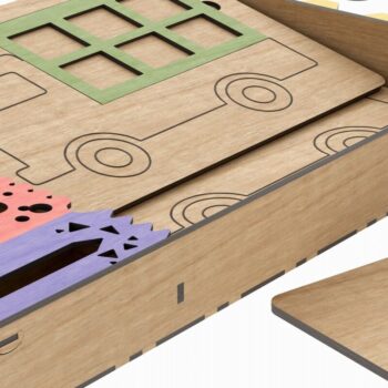 Intra απο ξύλο plywood 3mm-4mm πάχος – Ξύλινα φορτηγά παζλ, σχήματα, χρώματα Δίασταση  20x20 cm INTRAFABR-114210250 - Image 10