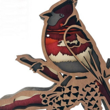 Intra απο ξύλο plywood 3mm-4mm πάχος – Ξύλινο Κόκκινο Πουλί Χριστουγεννιάτικο Στολίδι Δίασταση  20x20 cm INTRAFABR-53445122 - Image 1