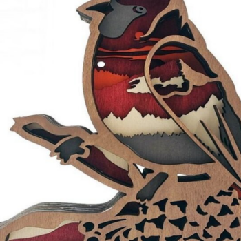 Intra απο ξύλο plywood 3mm-4mm πάχος – Ξύλινο Κόκκινο Πουλί Χριστουγεννιάτικο Στολίδι Δίασταση  20x20 cm INTRAFABR-53445122 - Image 2