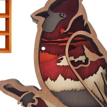Intra απο ξύλο plywood 3mm-4mm πάχος – Ξύλινο Κόκκινο Πουλί Χριστουγεννιάτικο Στολίδι Δίασταση  20x20 cm INTRAFABR-53445122 - Image 3