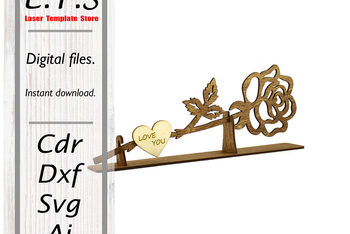 Intra απο ξύλο plywood 3mm-4mm πάχος – Ξύλινο τριαντάφυλλο. Αρχείο κοπής με λέιζερ Δίασταση  20x20 cm INTRAFABR-95291939