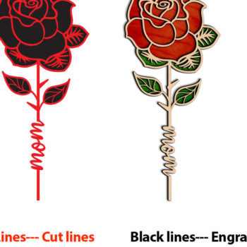 Intra απο ξύλο plywood 3mm-4mm πάχος – Ξύλινο τριαντάφυλλο Mom I Love Customize L Δίασταση  20x20 cm INTRAFABR-90196678 - Image 2