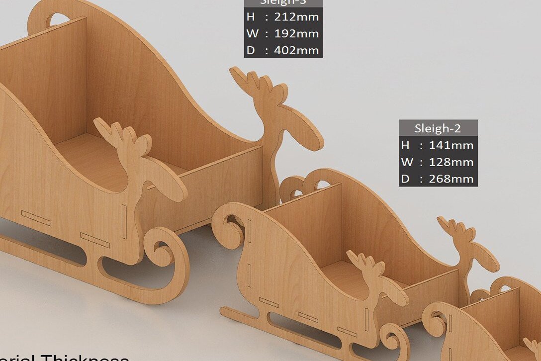 Intra απο ξύλο plywood 3mm-4mm πάχος – Ξύλινο έλκηθρο Άγιου Βασίλη / Κόψιμο Χριστουγεννιάτικου Ελκήθρου Δίασταση  20x20 cm INTRAFABR-41656417