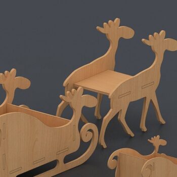 Intra απο ξύλο plywood 3mm-4mm πάχος – Ξύλινο έλκηθρο με ελάφια Καλά Χριστούγεννα Δίασταση  20x20 cm INTRAFABR-41665922 - Image 2