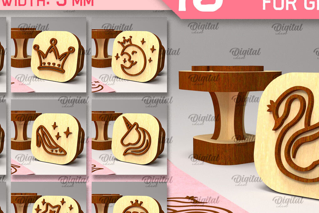 Intra απο ξύλο plywood 3mm-4mm πάχος – Ξύλινα γραμματόσημα για κορίτσια Δέσμη κοπής με λέιζερ Δίασταση  20x20 cm INTRAFABR-97800474