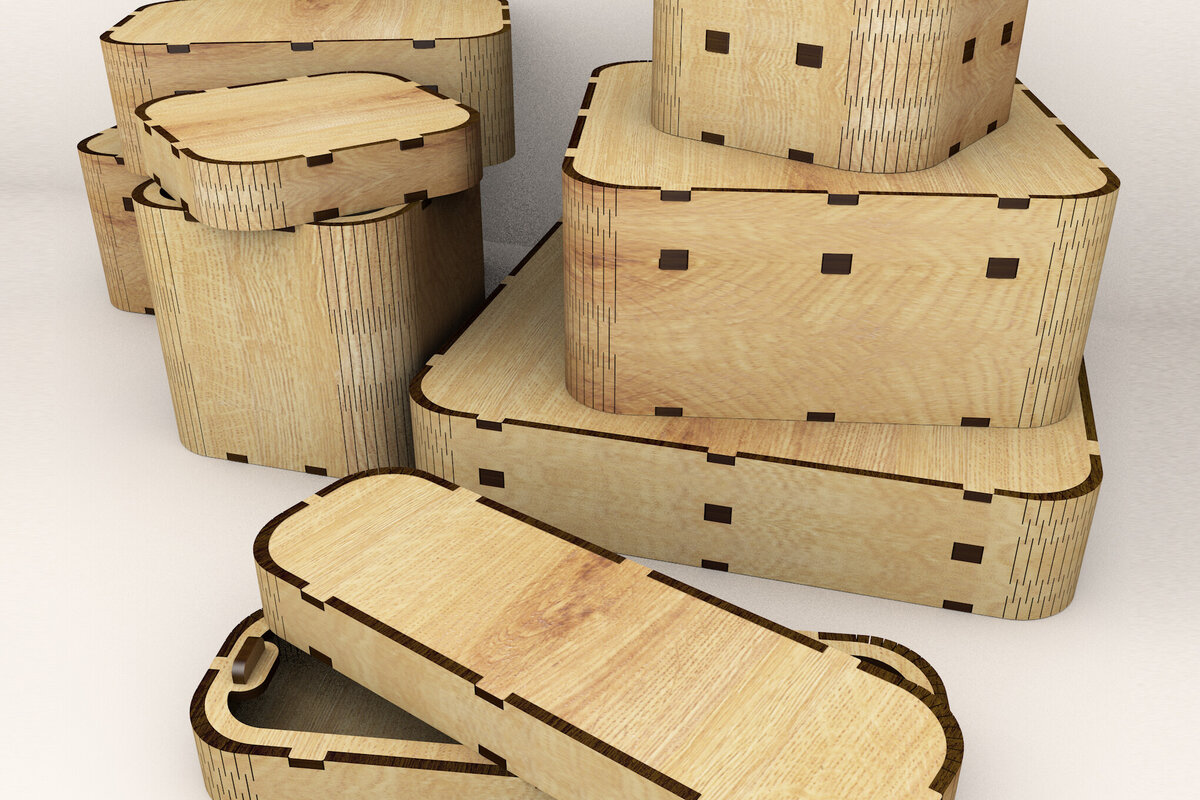 Intra απο ξύλο plywood 3mm-4mm πάχος – Ξύλινα Κουτιά αποθήκευσης Σετ 7 μεγεθών Δίασταση  20x20 cm INTRAFABR-115516812