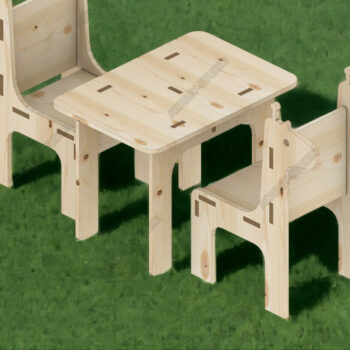 Intra απο ξύλο plywood 3mm-4mm πάχος – Ξύλινο σετ μινιατούρα τραπεζιού και καρέκλας Δίασταση 20x20 cm INTRAFABR-92961627 - Image 1