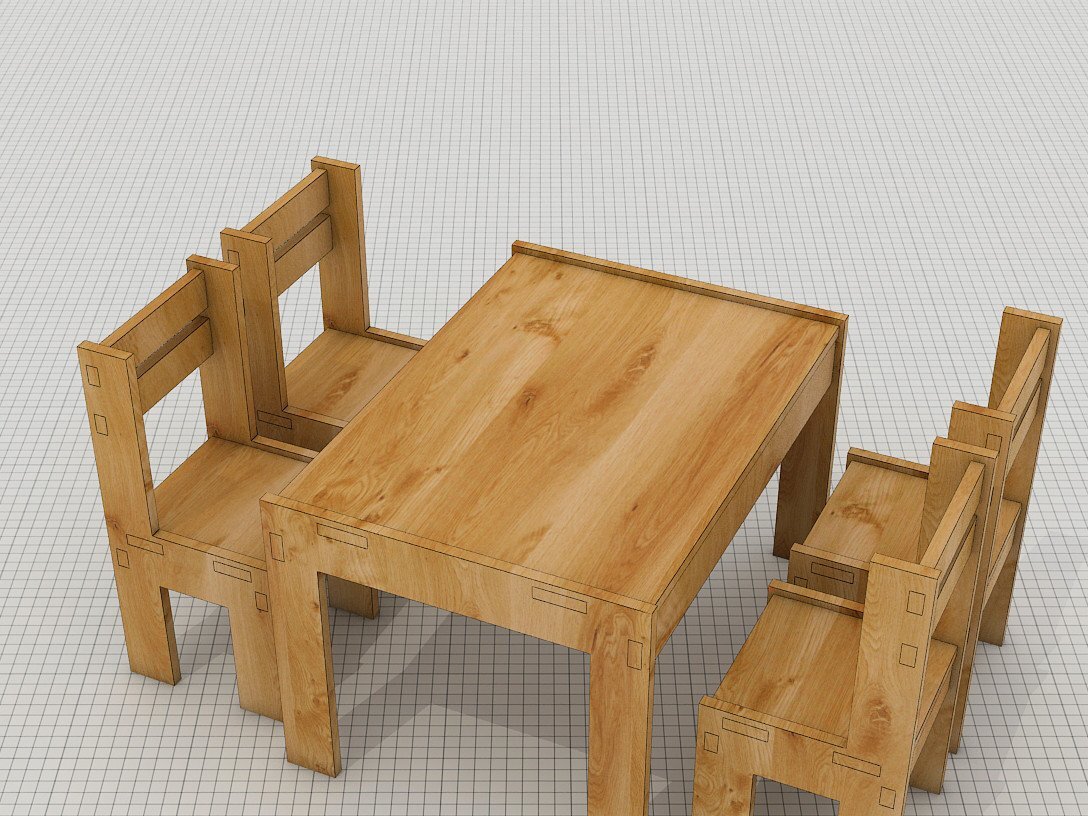 Intra απο ξύλο plywood 3mm-4mm πάχος – Ξύλινο σετ τραπεζιού και καρέκλας DXF CDR Δίασταση  20x20 cm INTRAFABR-38590854